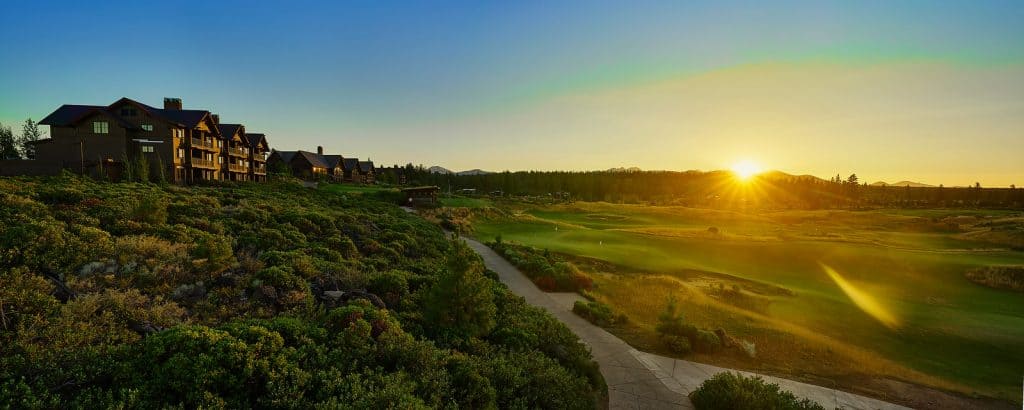 Sunrise_Hotel A sunset over Tetherow Resort and golf course in Central Oregon