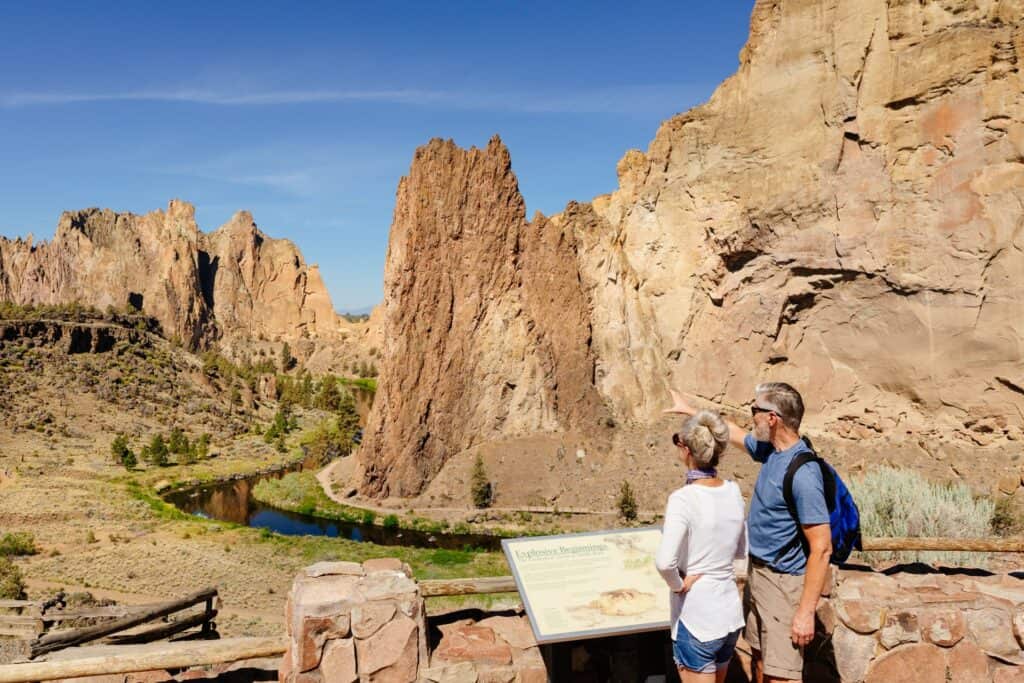 2021-06-24-VCO-Redmond-1-large Caucasian couple looks out over Smith Rock State Park in Terrebonne, Oregon