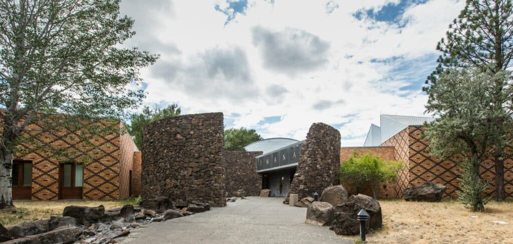 outdoor-adventure lifestyle photography by steve heinrichs_-54-large Couple looks at Native American artifacts at the Museum at Warm Springs in Oregon