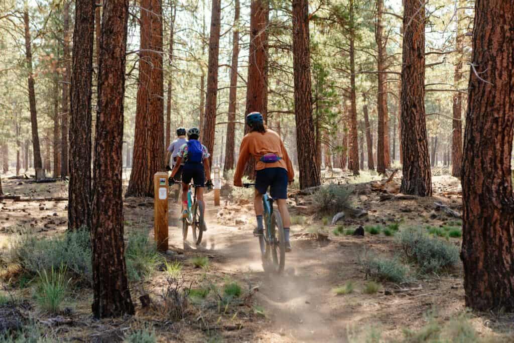 Group of people on mountain bikes in Bend, Oregon