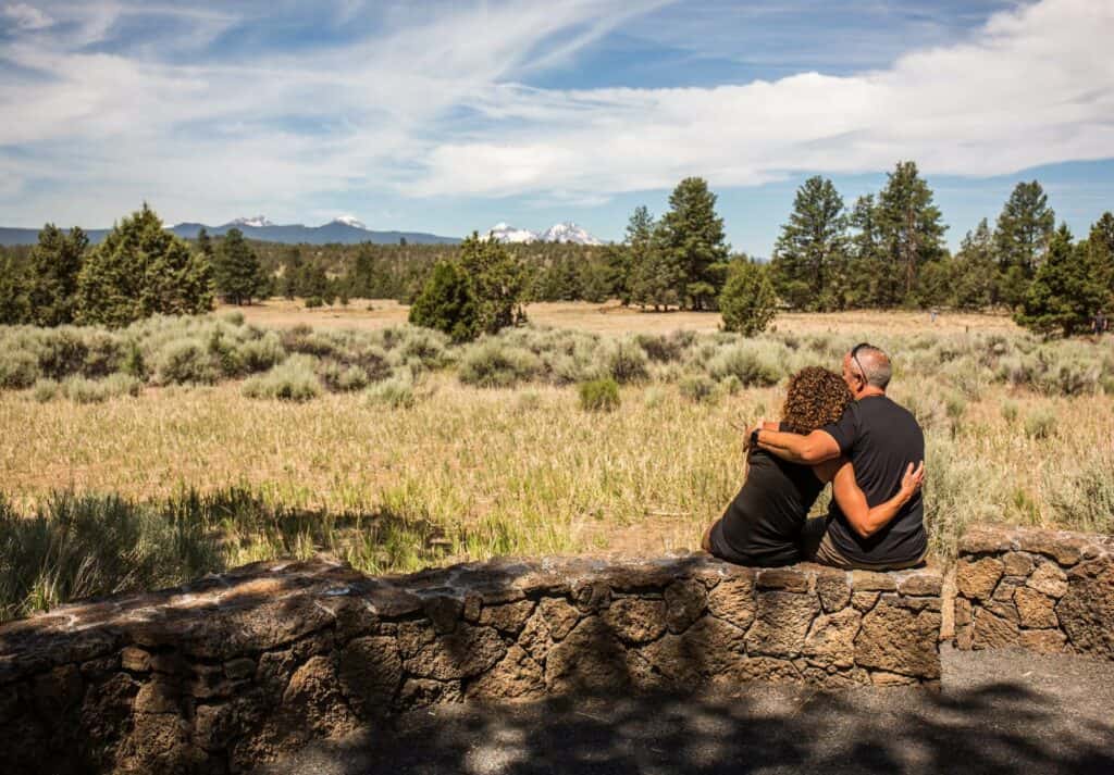steve heinrichs photography-68-large Couple in their 60s look at the Cascade Range in Bend, Oregon