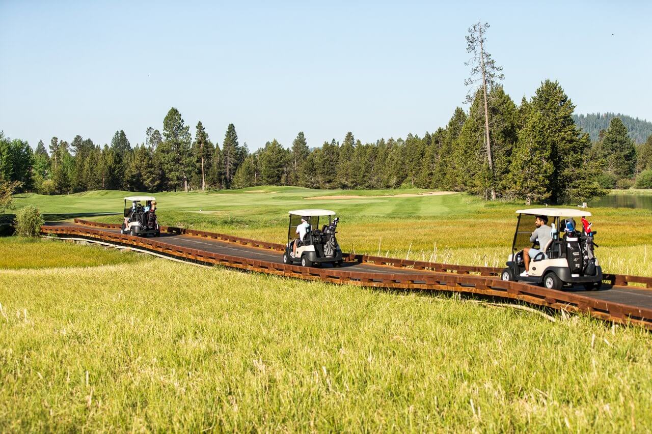 Golf carts on the Crosswater course at Sunriver Resort Golf carts on the Crosswater course at Sunriver Resort