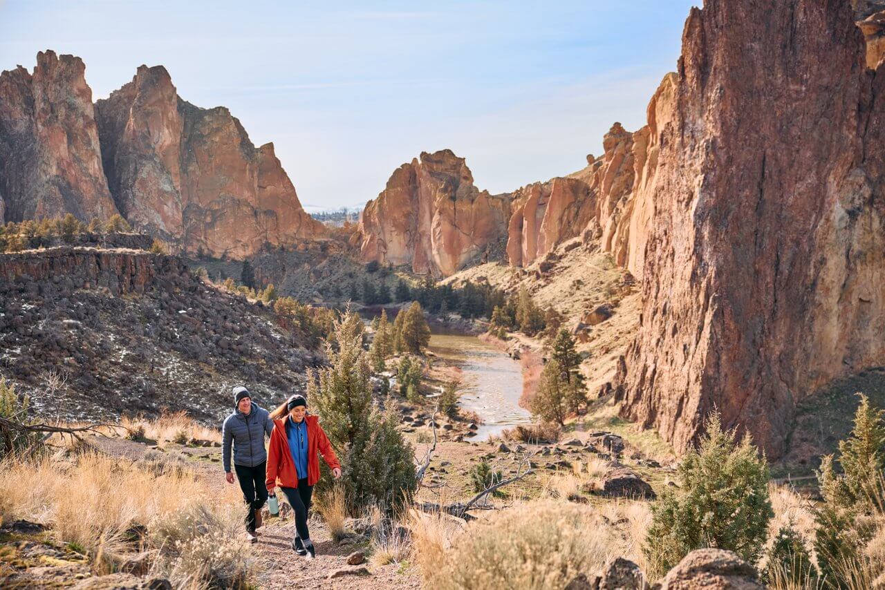 Hikers at Smith Rock State Park near Redmond, Oregon Hikers at Smith Rock State Park near Redmond, Oregon