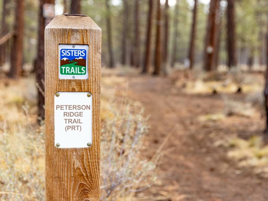 Peterson Ridge Trail System trail marker in Sisters, Oregon